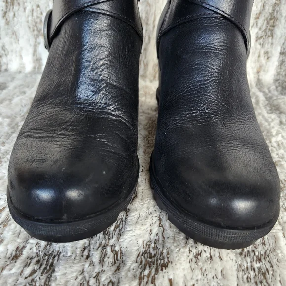 Sorel "Joan of Arctic Wedge II Buckle Bootie" WP Black Leather | Women's Size 8 - Picture 4 of 14